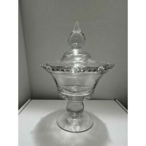 Paden City Crystal #555 Etched Vermillion Compote Candy Dish 10.5 inches.